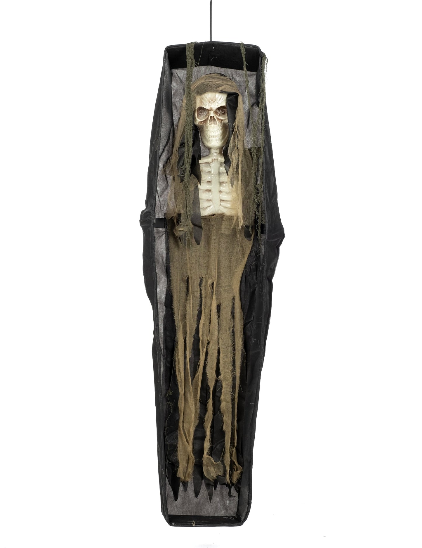Décoration lumineuse cercueil pour Halloween noire avec squelette