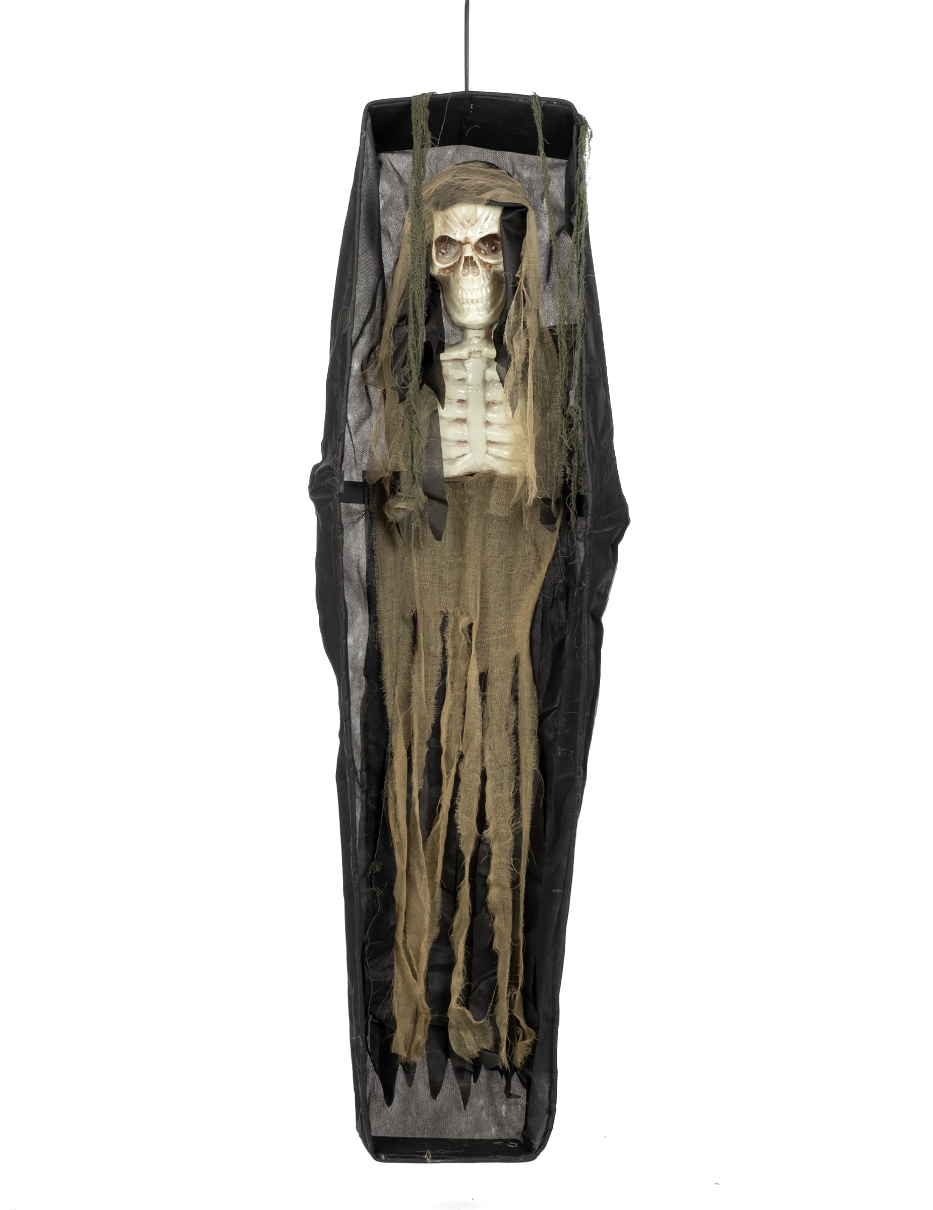 Décoration lumineuse cercueil pour Halloween noire avec squelette