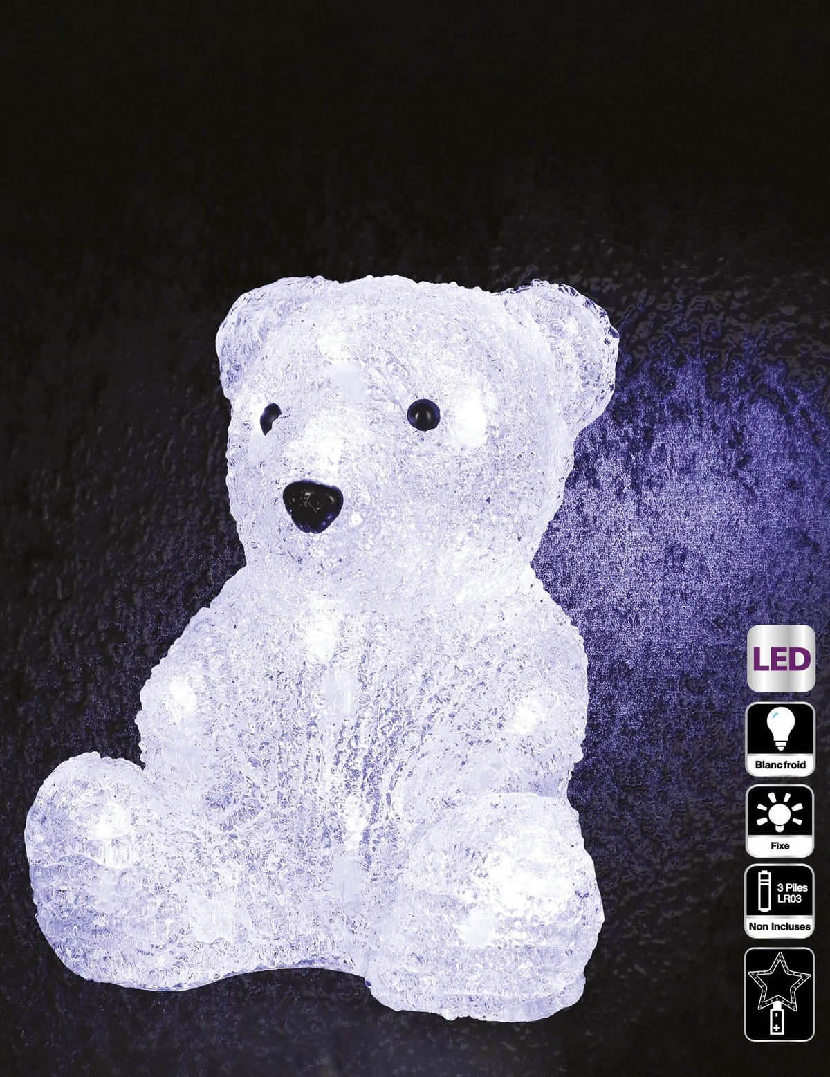 Detalhe do efeito luminoso da decoração luminosa urso polar