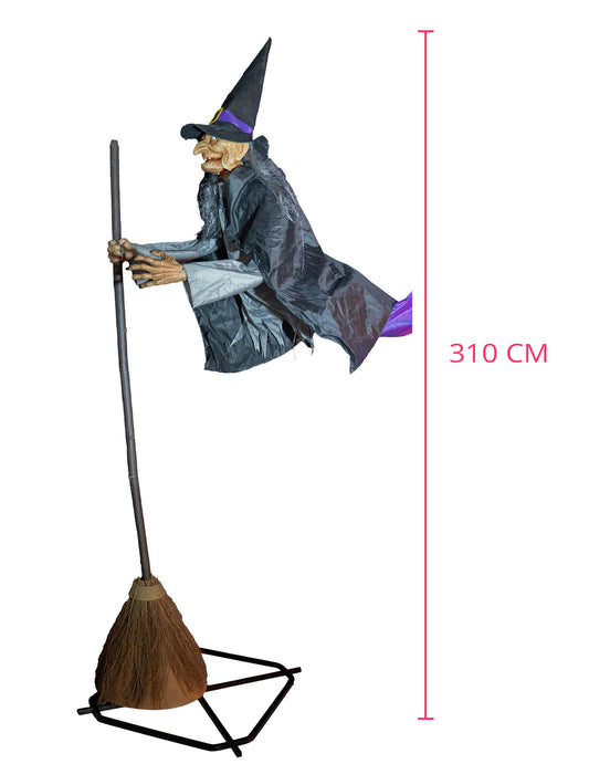 Decoração luminosa de bruxa voadora 3m10