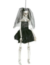 Décoration mariée pour Halloween noire avec robe de squelette et voile en tulle