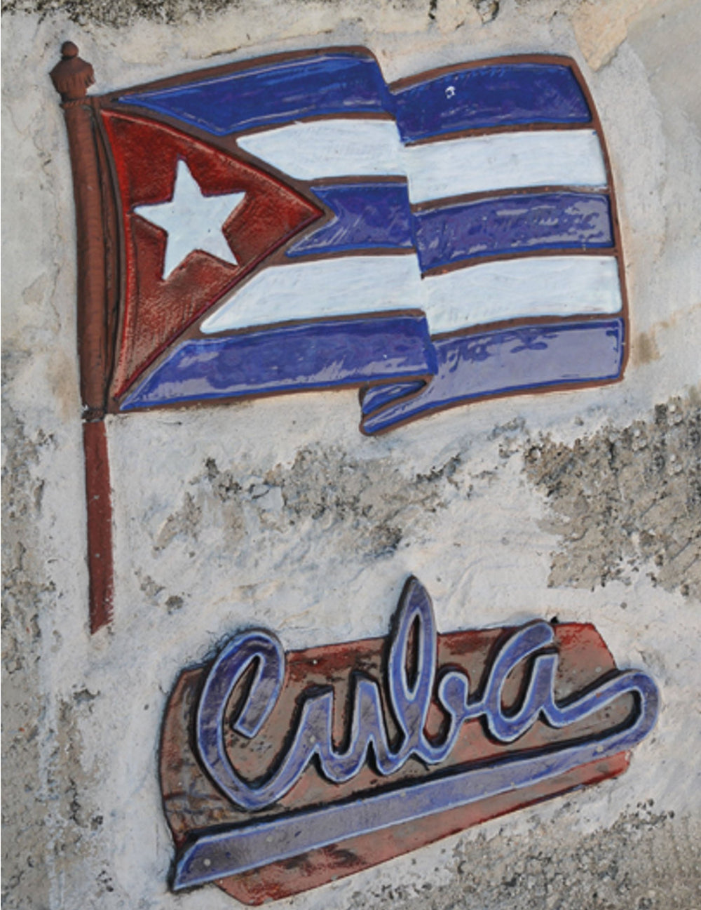 Décoration murale Cuba pour fête rouge bleu et blanc avec drapeau en relief