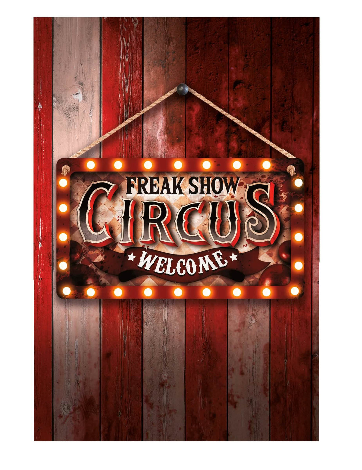 Decoração de painel Circus para festa vintage Freak Show vermelho e branco