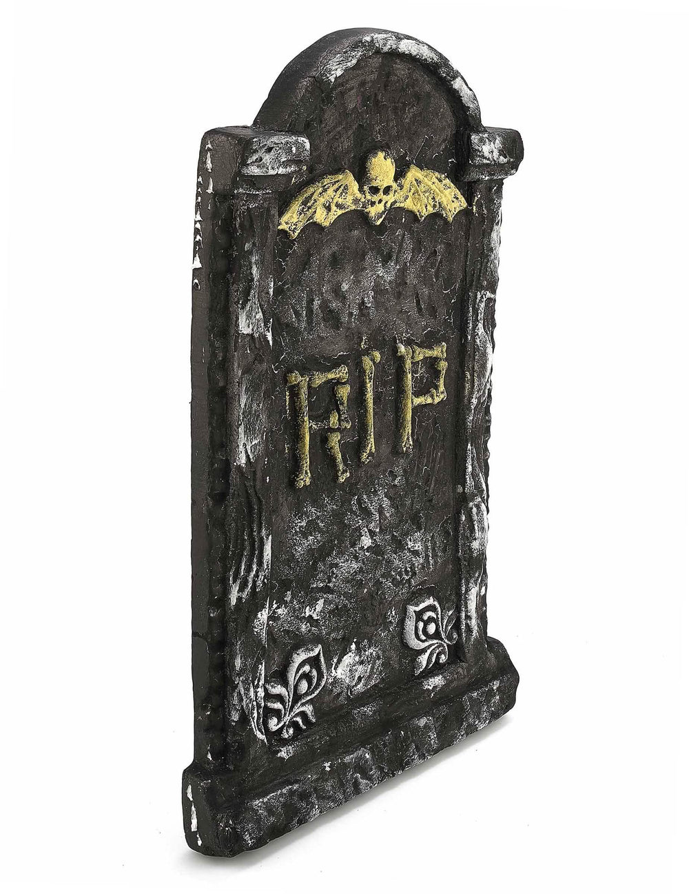 Vista de perfil da decoração lápide de halloween