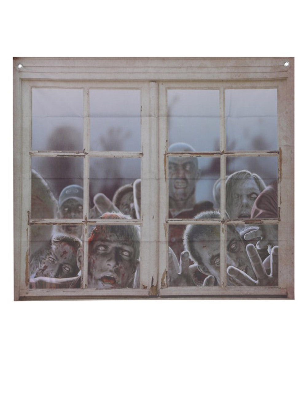 Décoration pour fenêtre zombies pour Halloween blanche et réaliste