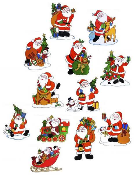 Decoração para janelas pai natal multicores com comboio, trenó e bonecos da neve