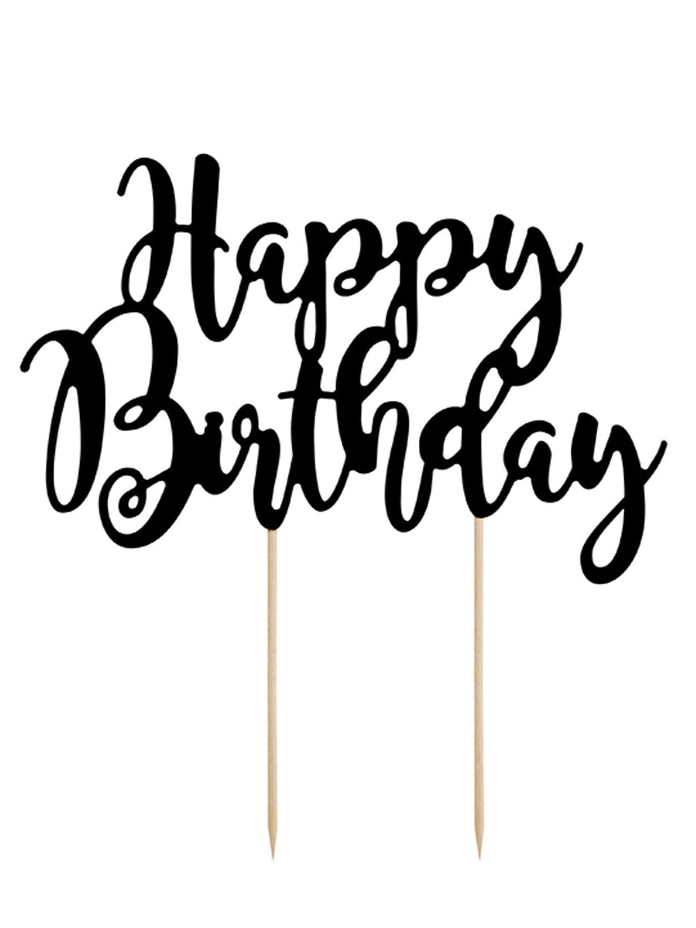 Décoration pour gâteau Happy Birthday pour anniversaire noir en carton