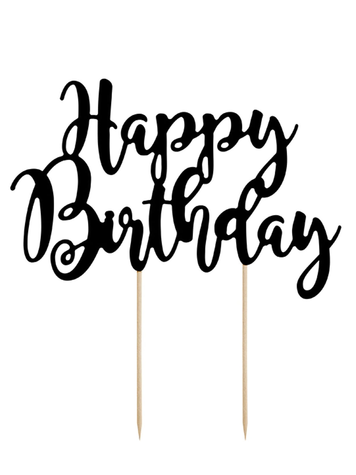 Décoration pour gâteau Happy Birthday pour anniversaire noir en carton
