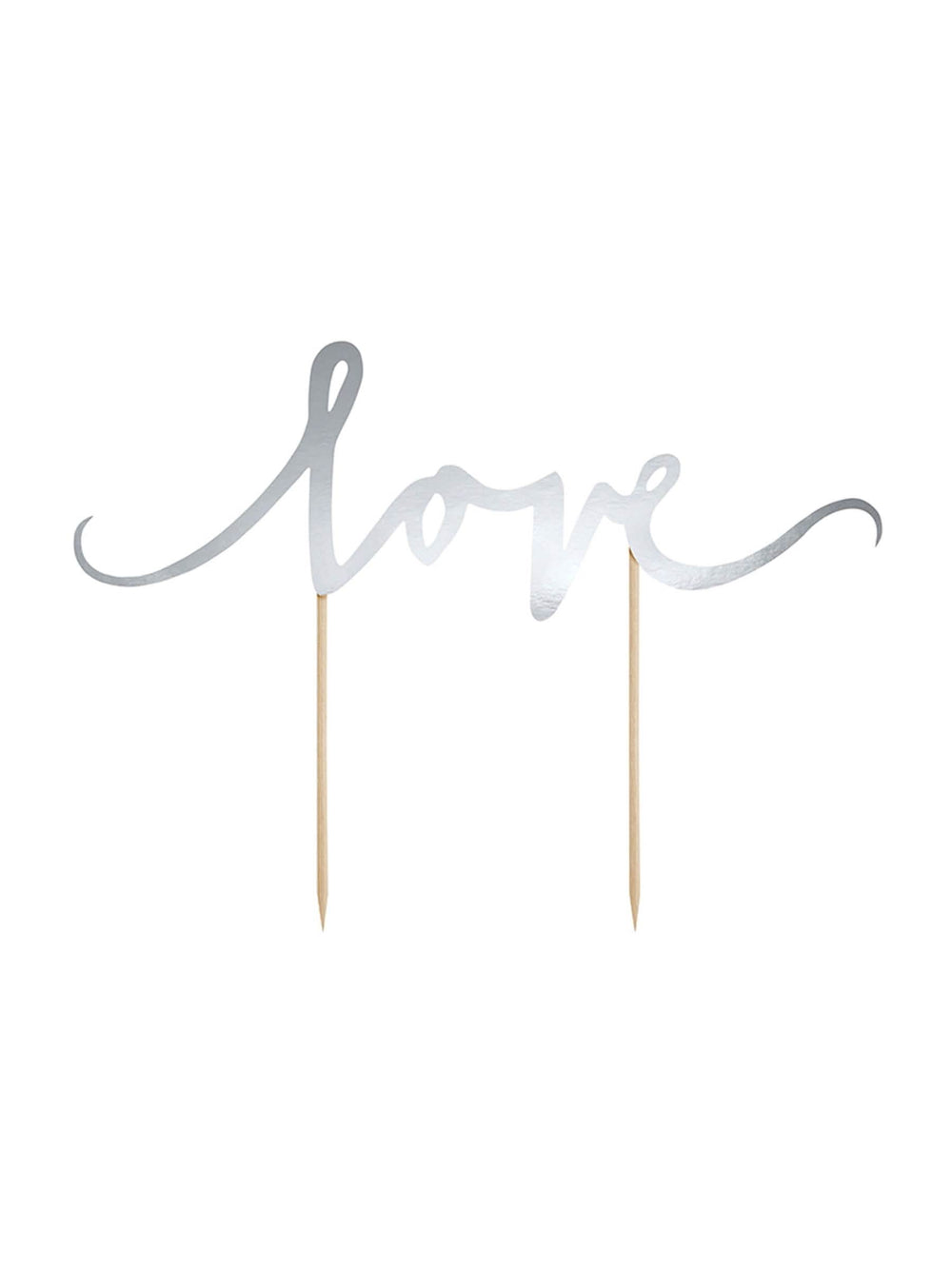 Decoração de topo para bolo love para festa prateado brilhante