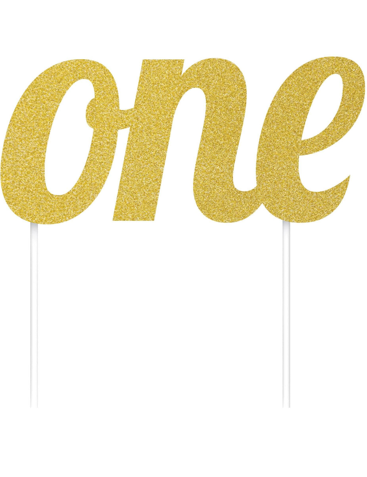 Decoração para bolos com inscrição one para 1 ano dourada com glitter