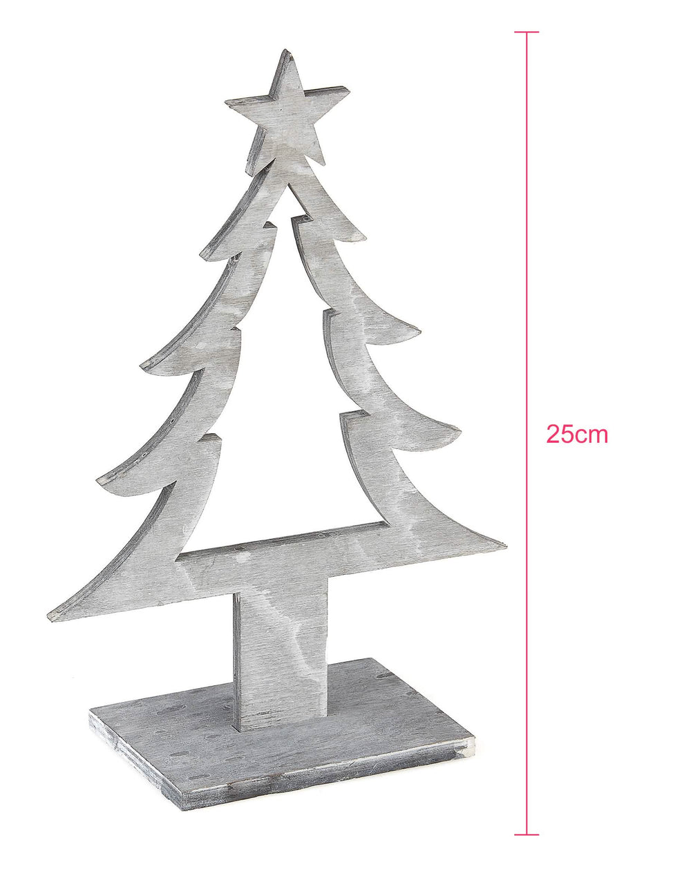 Dimensões da decoração de árvore de natal em madeira cinzento