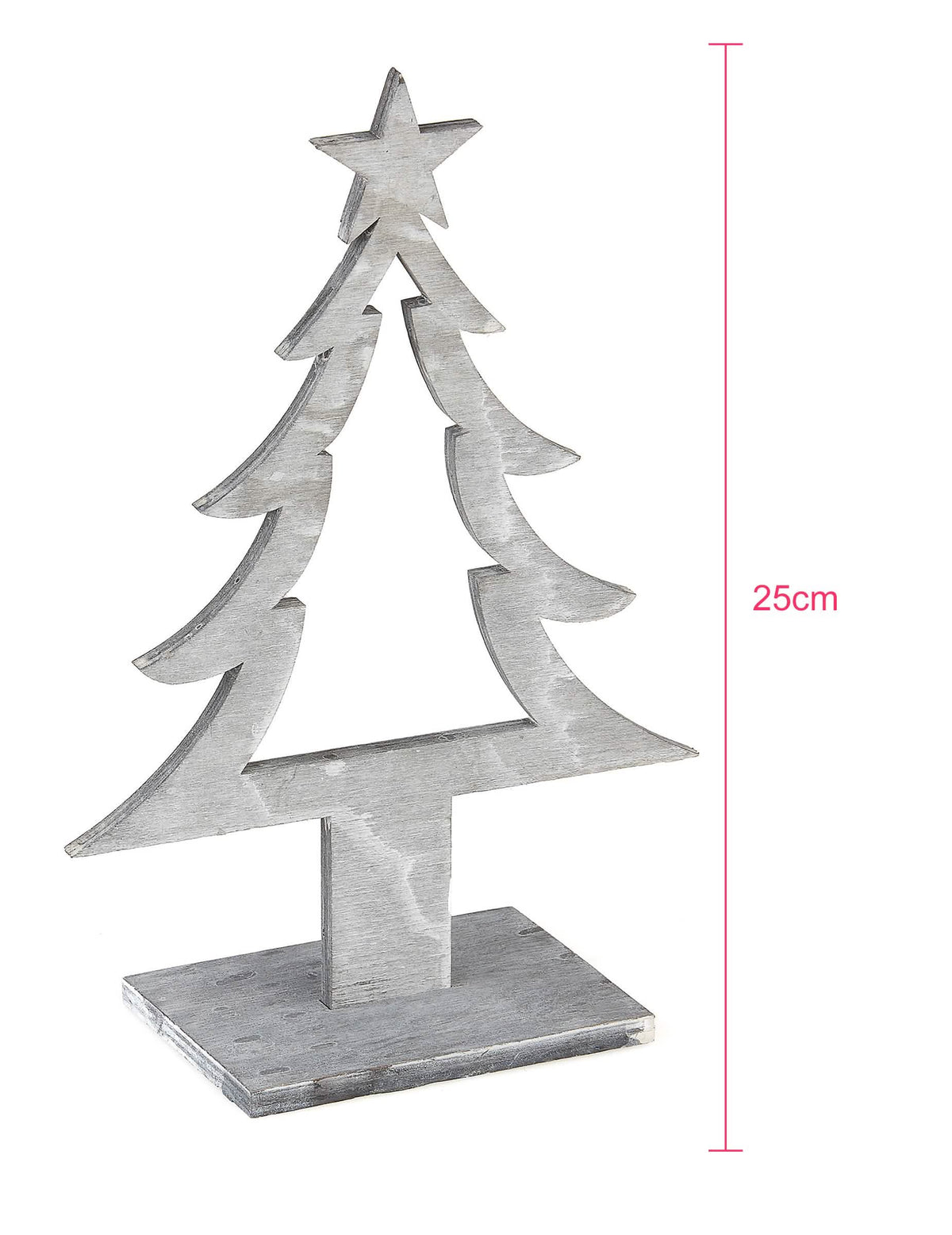 Dimensões da decoração de árvore de natal em madeira cinzento