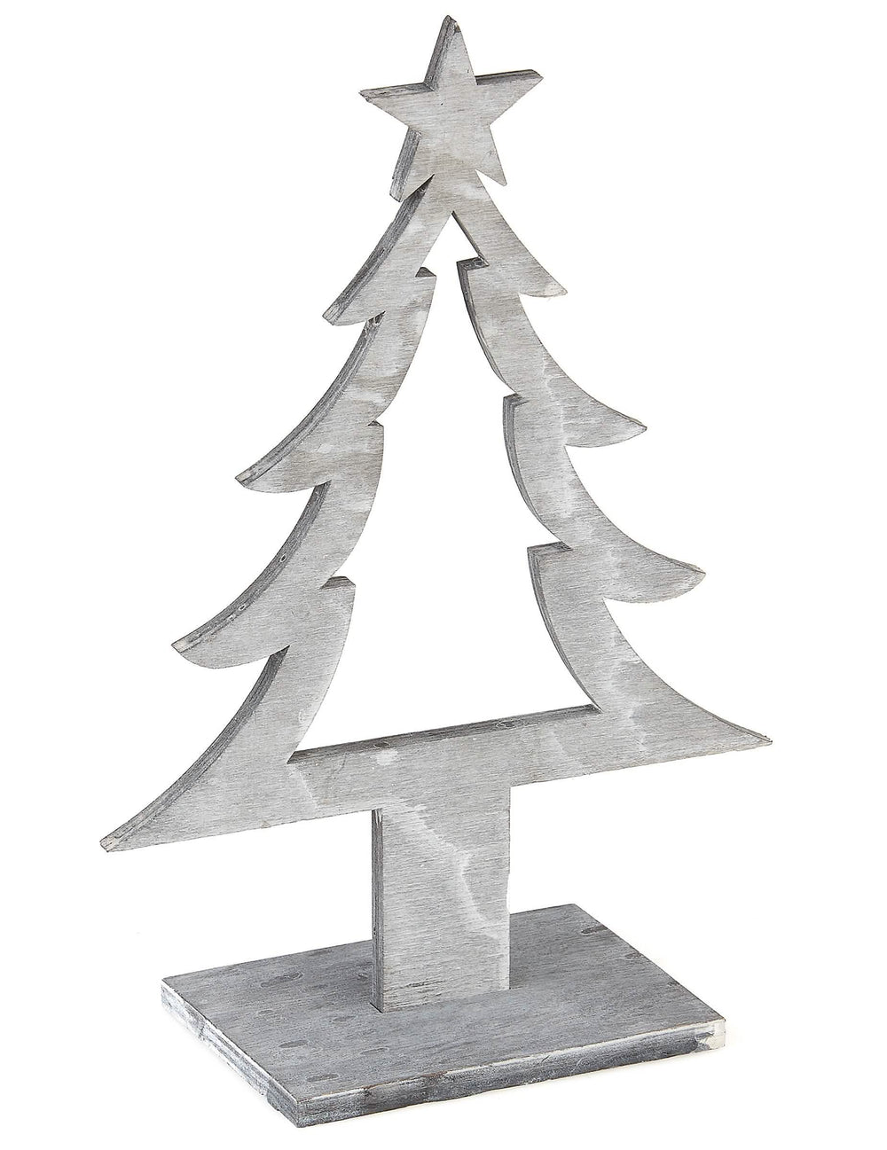 Decoração de árvore de natal em madeira cinzento