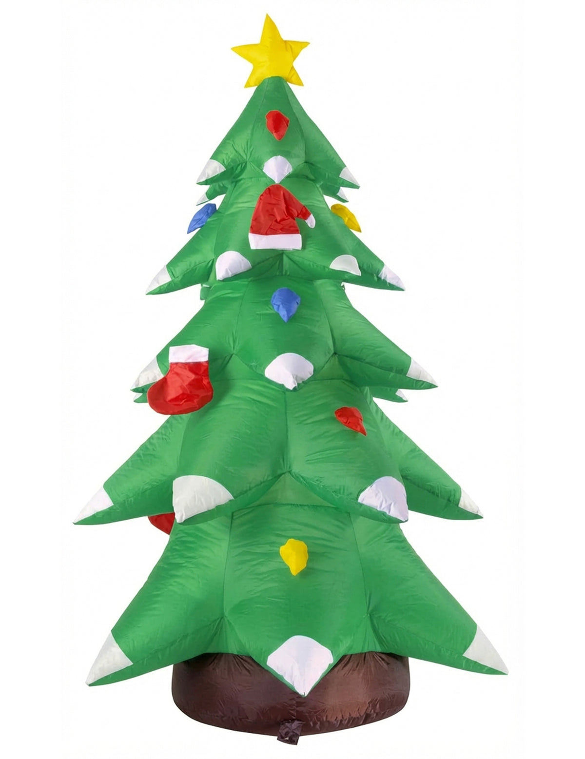 Vue de face de la décoration sapin de Noël gonflable et lumineux