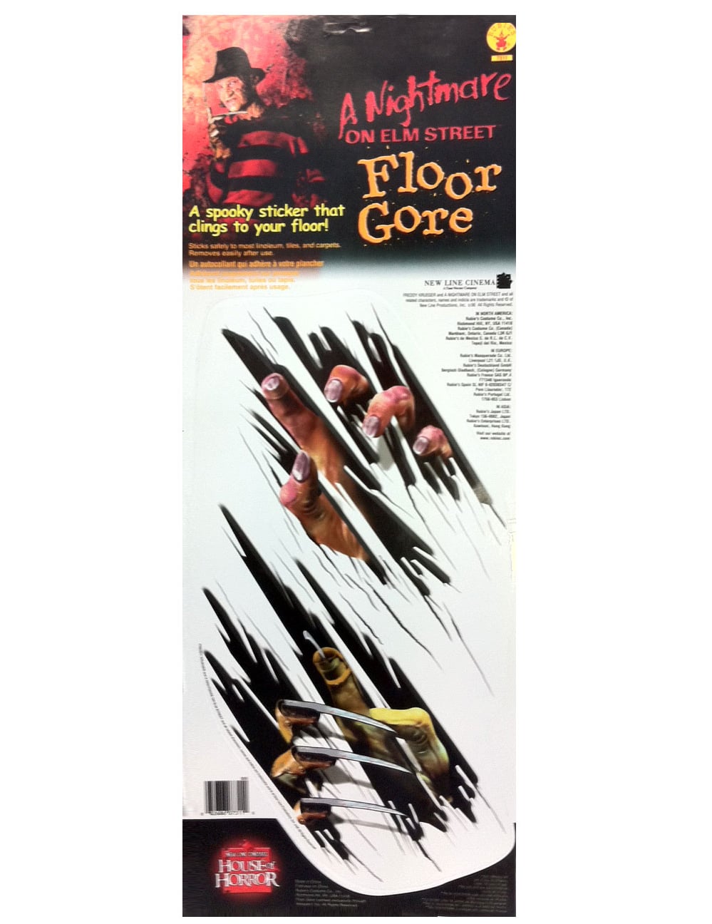 Décoration de sol Freddy Krueger pour adulte effet griffures et main réaliste