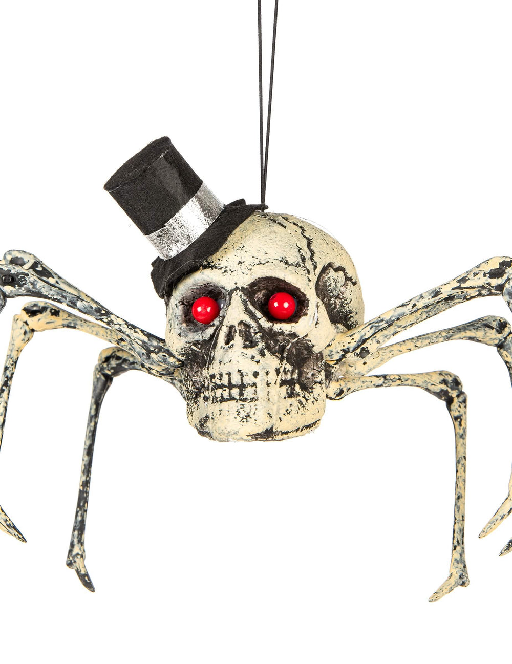 Vista frontal da decoração esqueleto aranha halloween