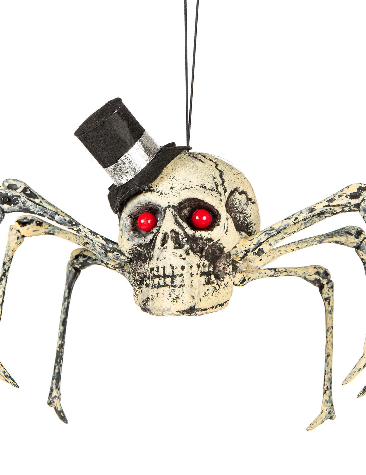 Vista frontal da decoração esqueleto aranha halloween
