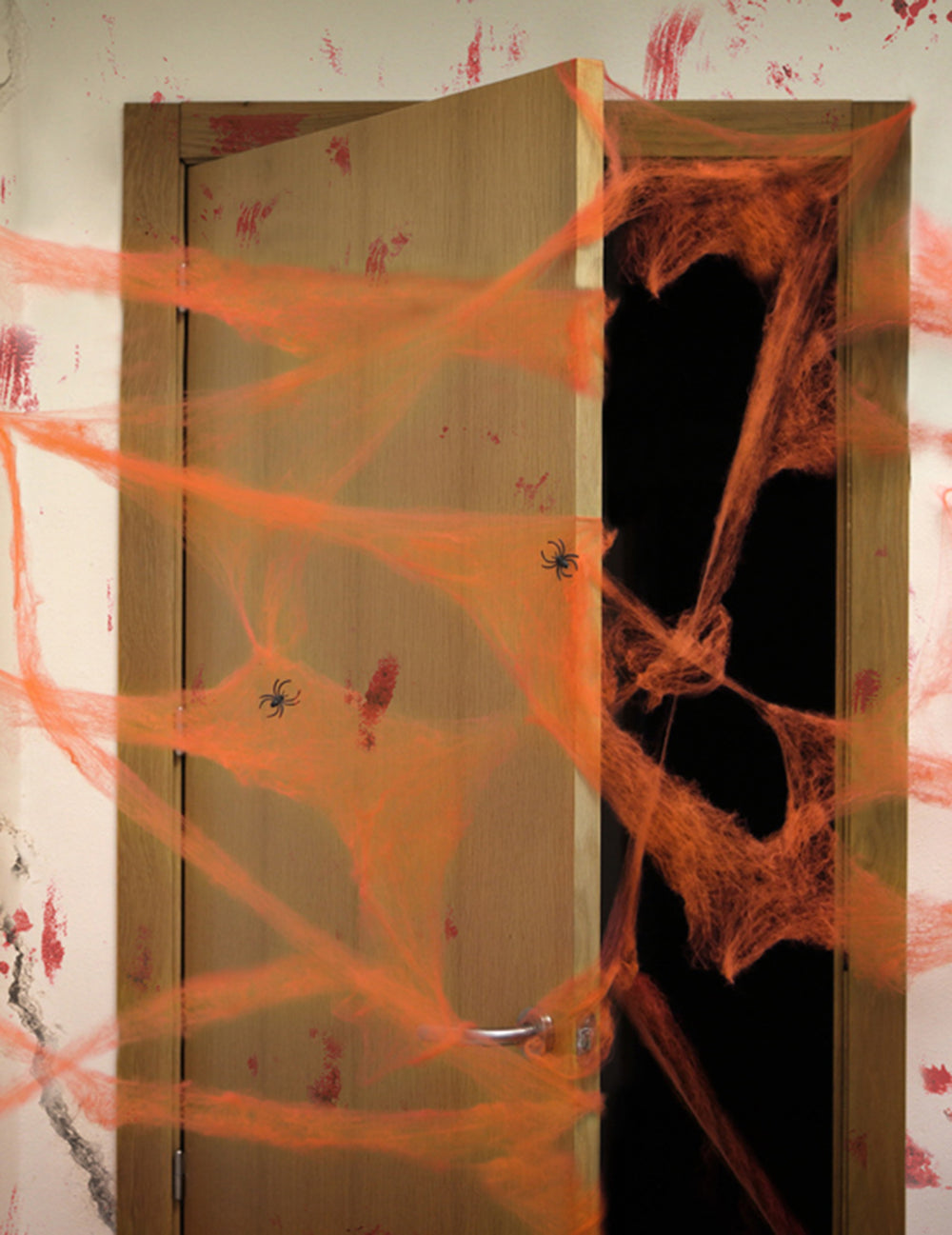 Toile d'araignée Halloween pour décoration orange avec araignées