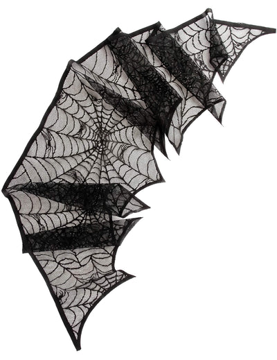 Decoração de teia de aranha em renda preta 43 cm x 2,50 m