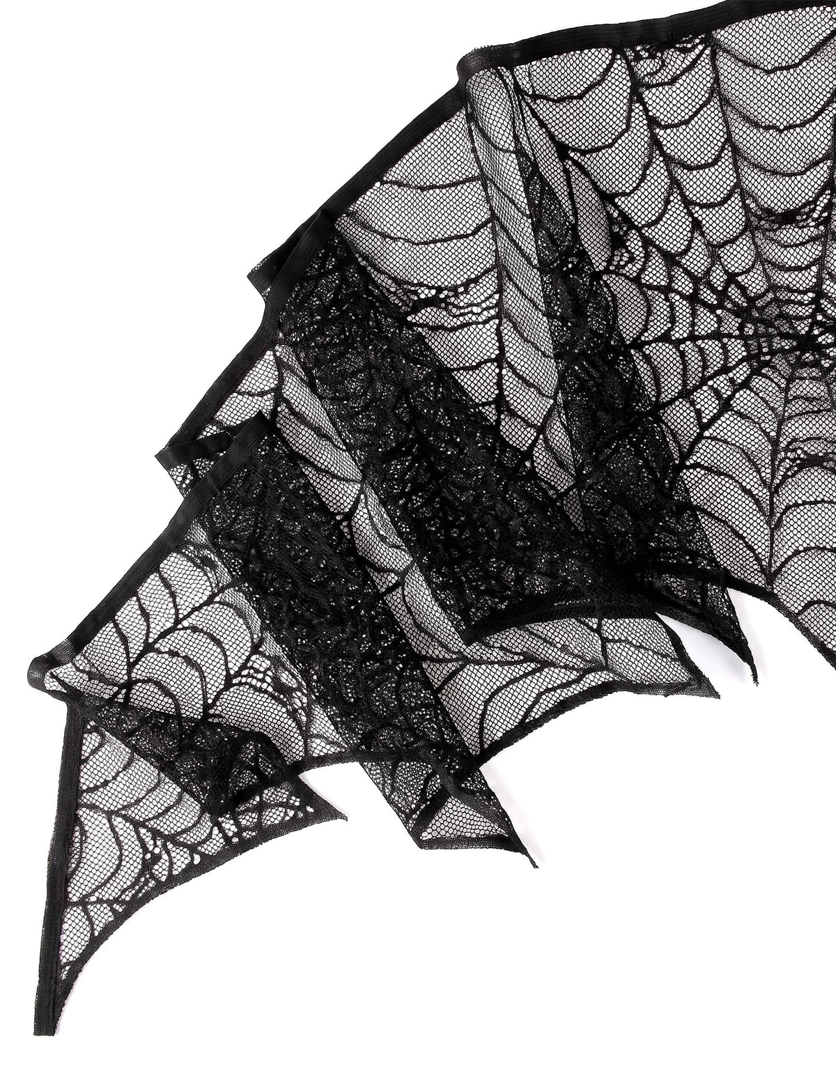 Decoração de teia de aranha em renda preta 43 cm x 2,50 m