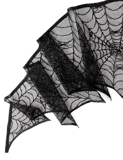 Decoração de teia de aranha em renda preta 43 cm x 2,50 m