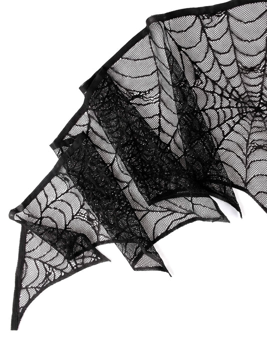 Decoração de teia de aranha em renda preta 43 cm x 2,50 m