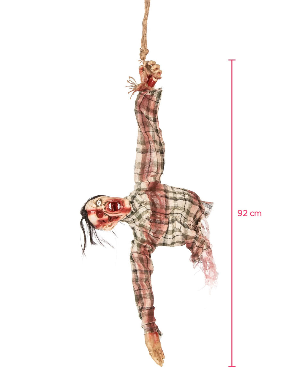 Dimensões da decoração de torso de zombie para halloween