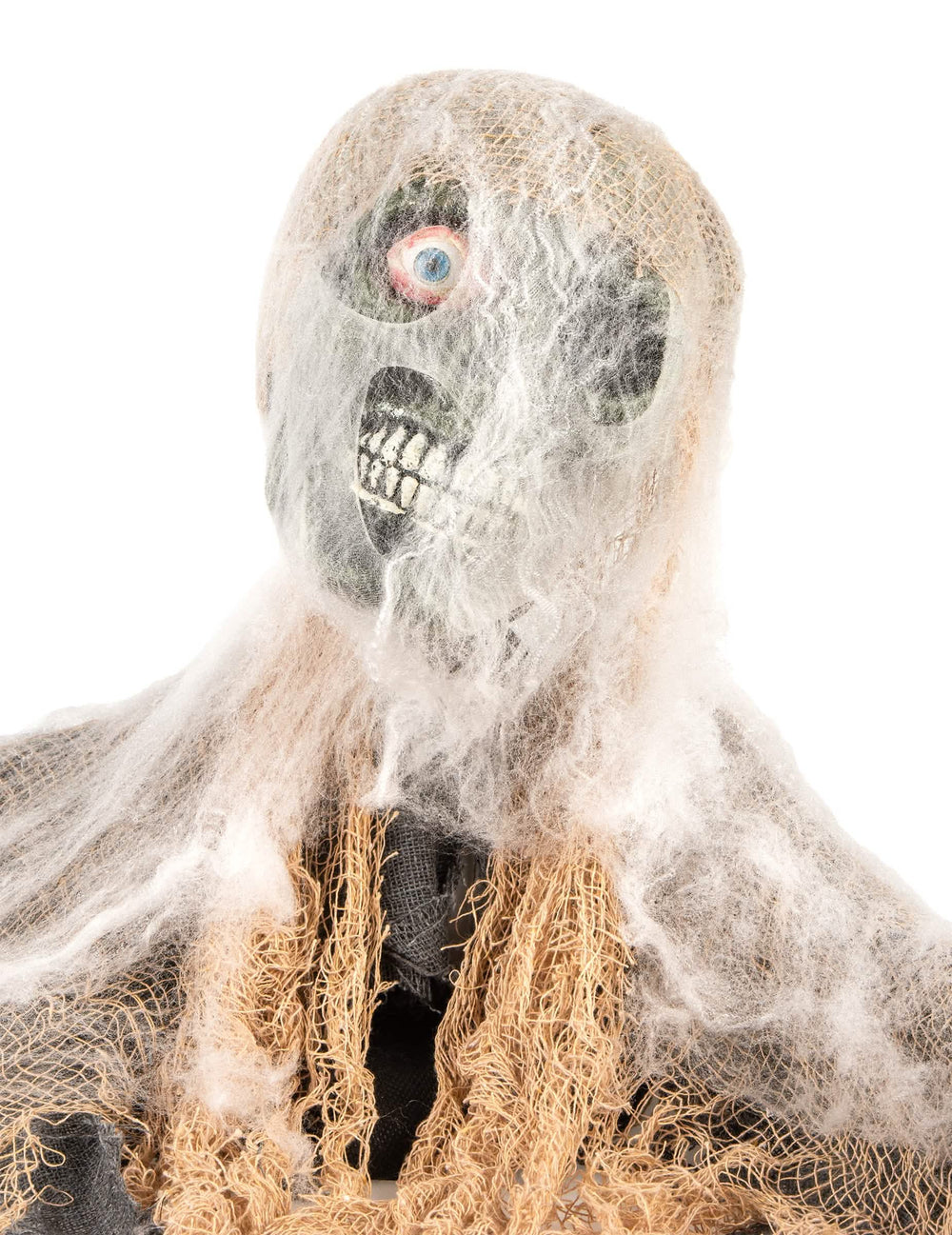 Grande plano no rosto velado da decoração zombie animada halloween