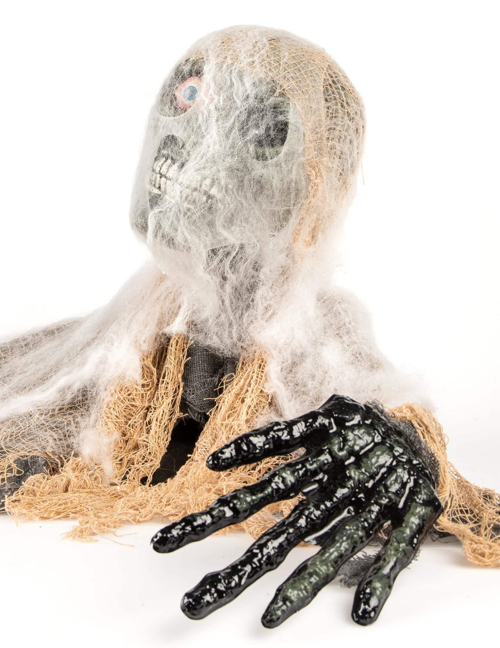 Detalhe da mão esquelética preta da decoração zombie animada halloween