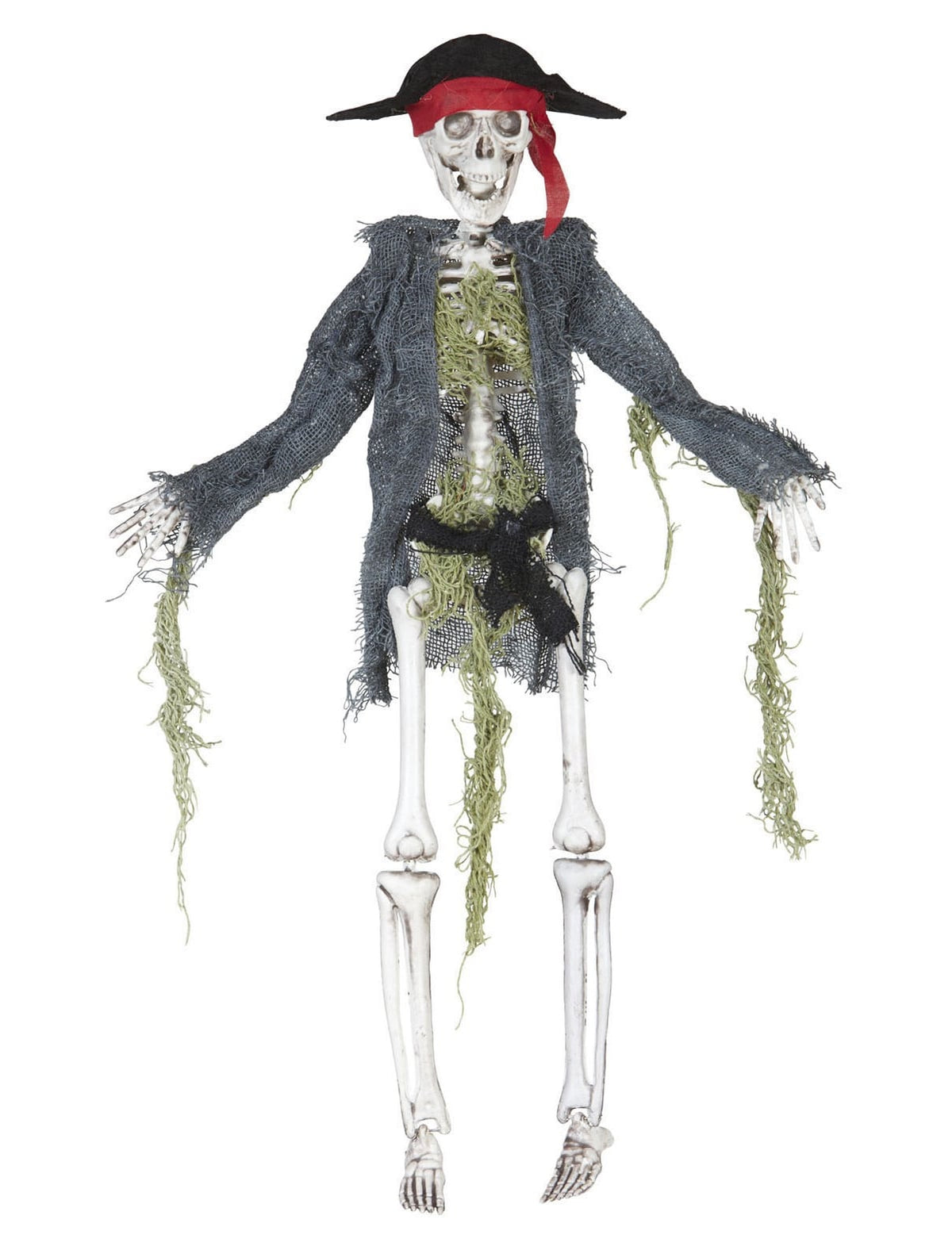 Décoration zombie pirate pour Halloween gris avec chapeau et bandana rouge