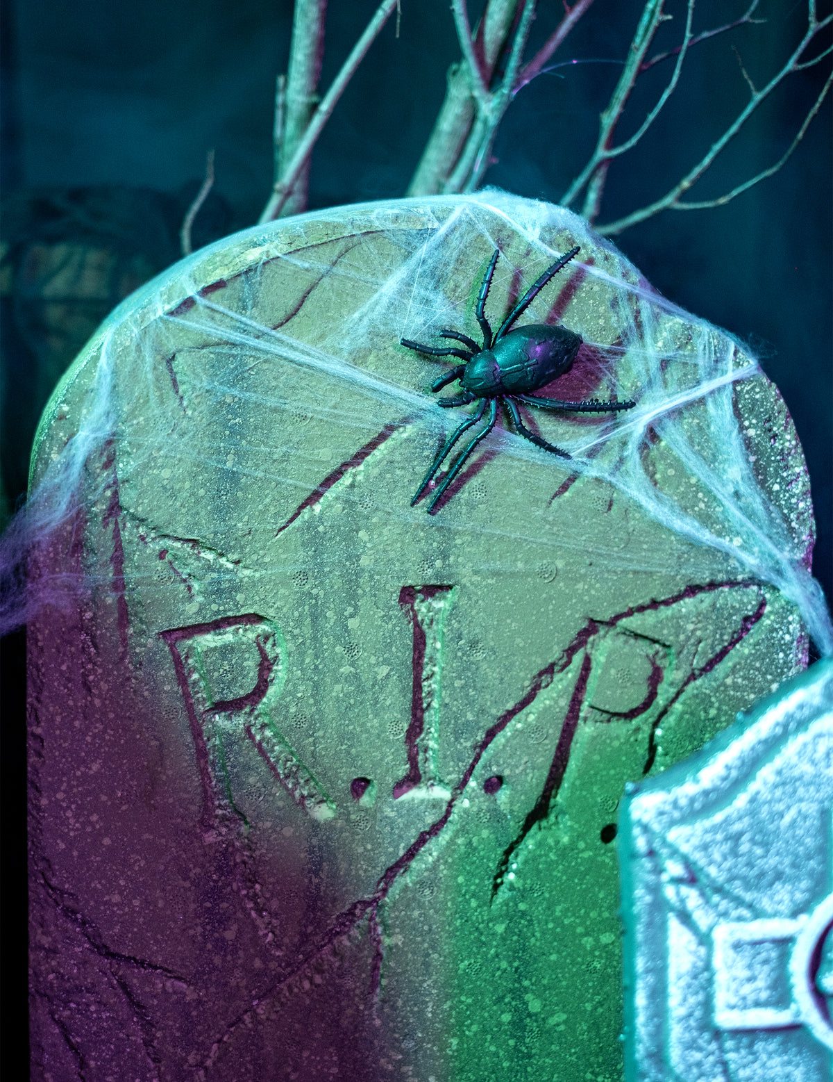 Décorations 21 pièces squelette et pierre tombale Halloween grise avec araignée et inscription RIP