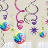 Décorations à suspendre disco boule à facettes et spirales pour fête multicolores