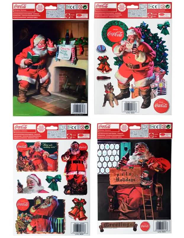 Decoração para janelas Coca-Cola pai natal para a casa vermelho e branco estilo vintage