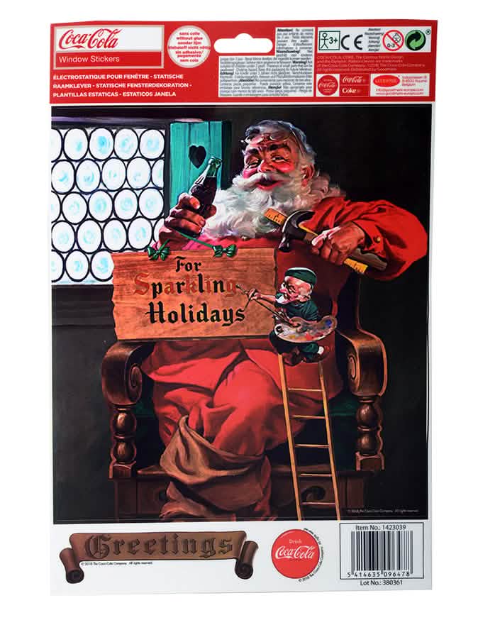 Vista da embalagem da Decoração para janelas Coca-Cola pai natal