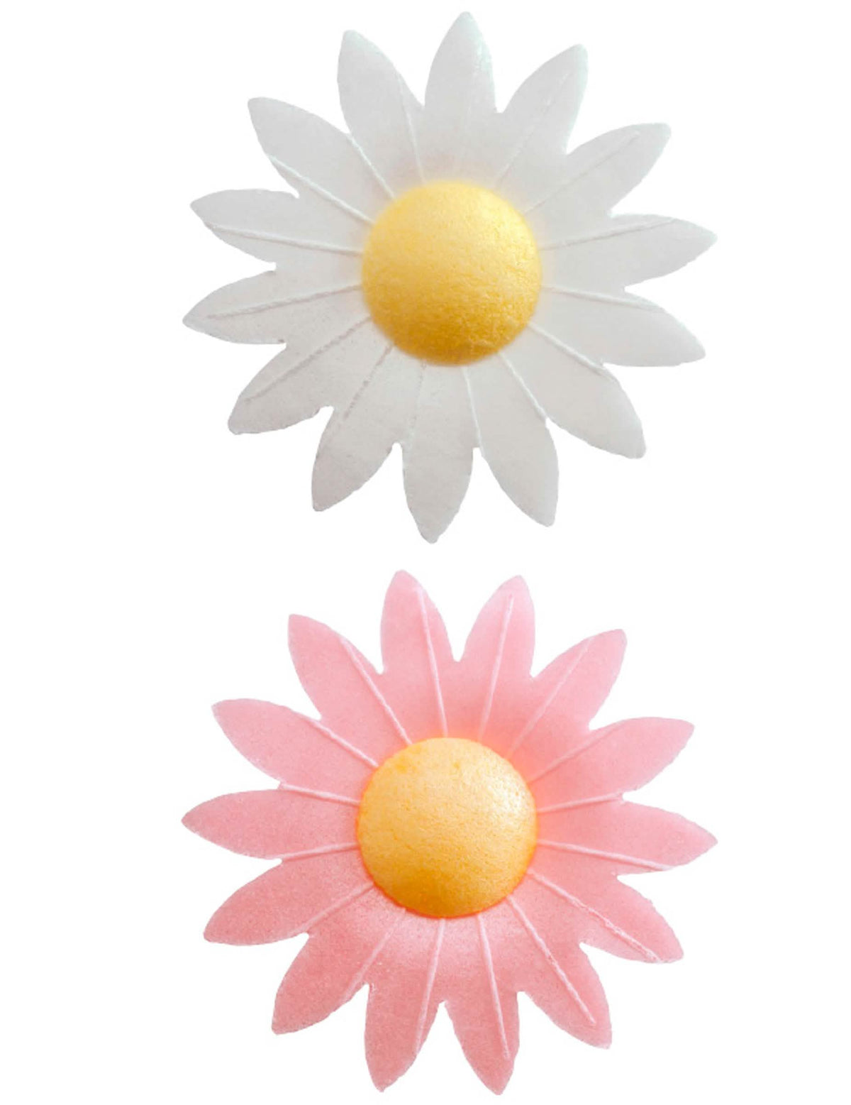 Decorações de flores em hóstia para bolo brancas e rosas