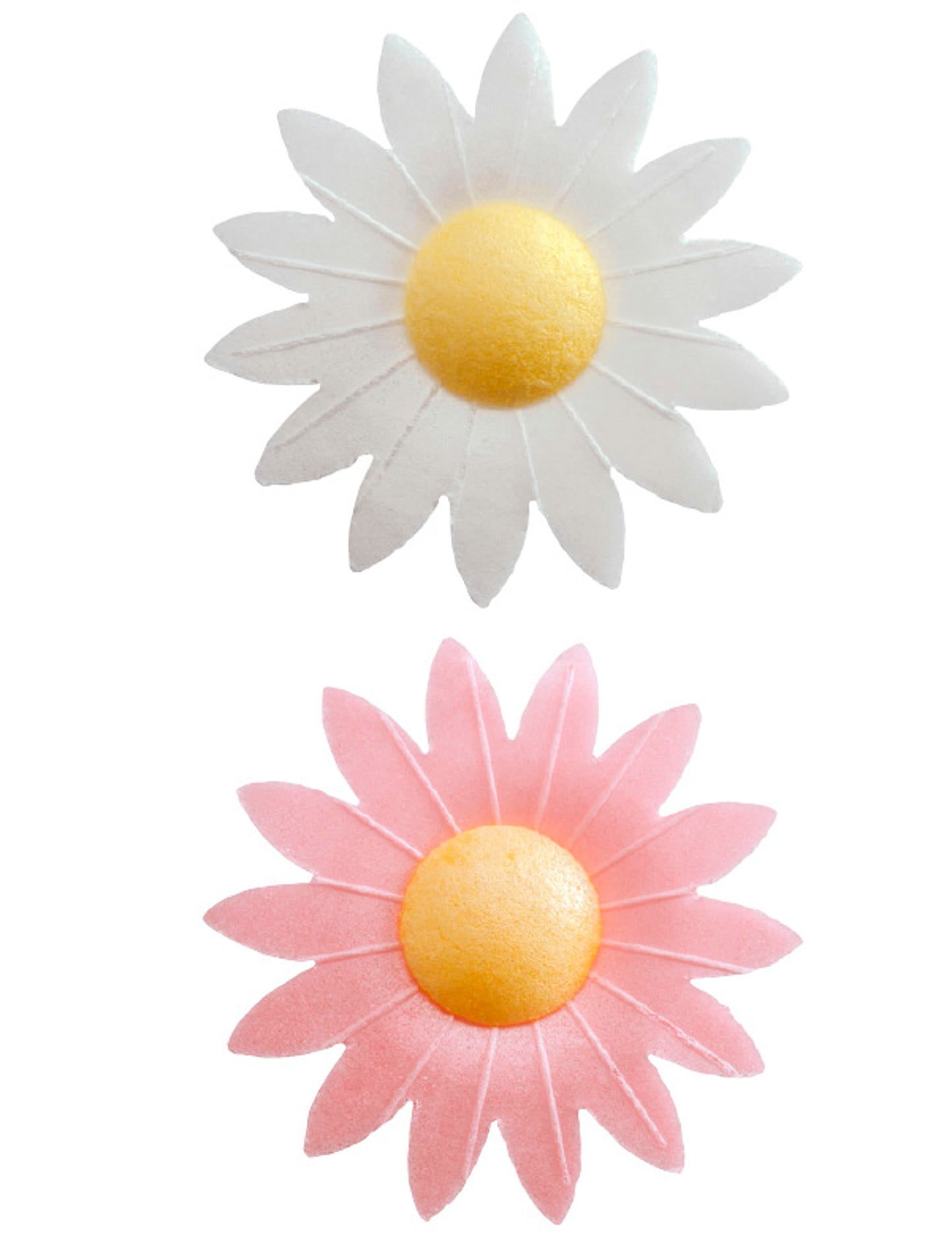Décorations fleurs azyme pour gâteau blanches et roses
