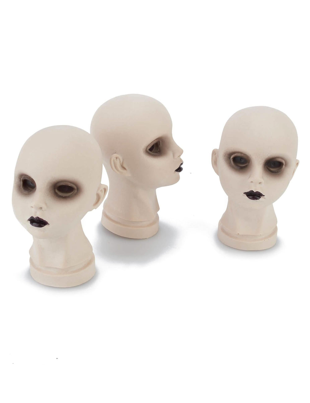 Decorações de cabeças de boneca cadavéricas para halloween bege e preto