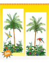 Décorations murales palmiers pour fête avec perroquets et fleurs exotiques