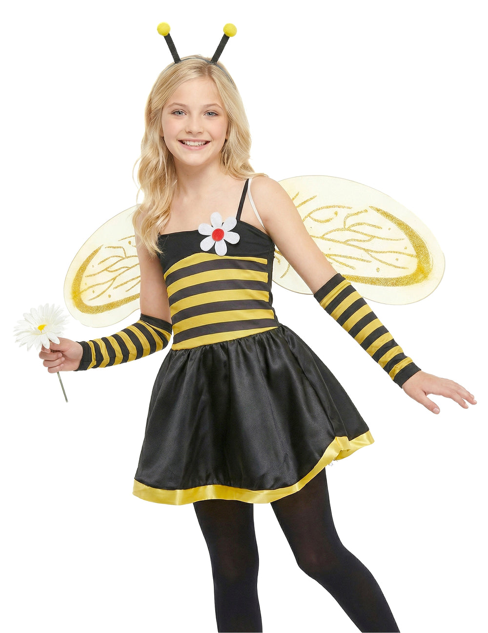Vue de face du déguisement d'abeille pour fille