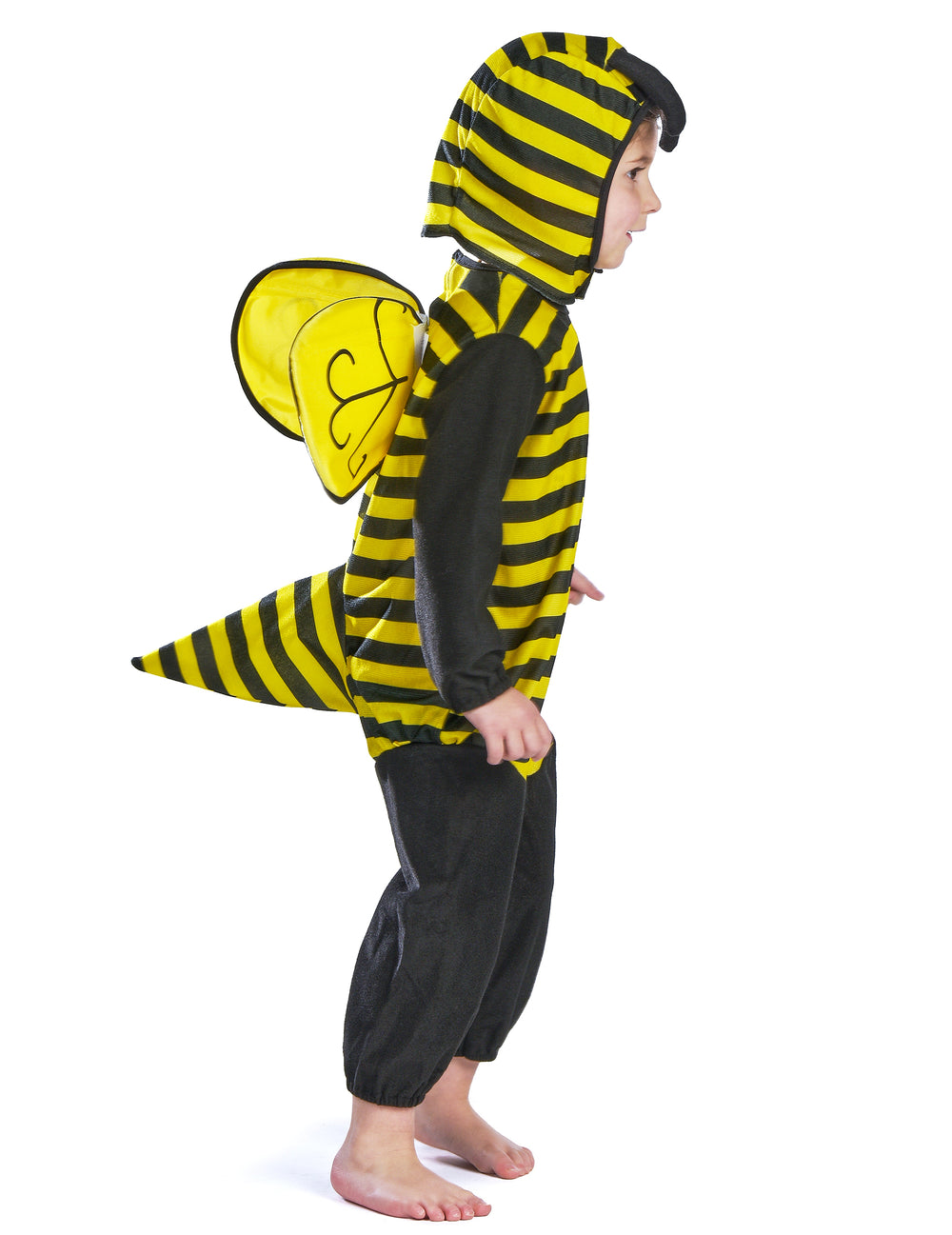 Déguisement d'abeille pour enfant jaune et noir avec ailes et dard