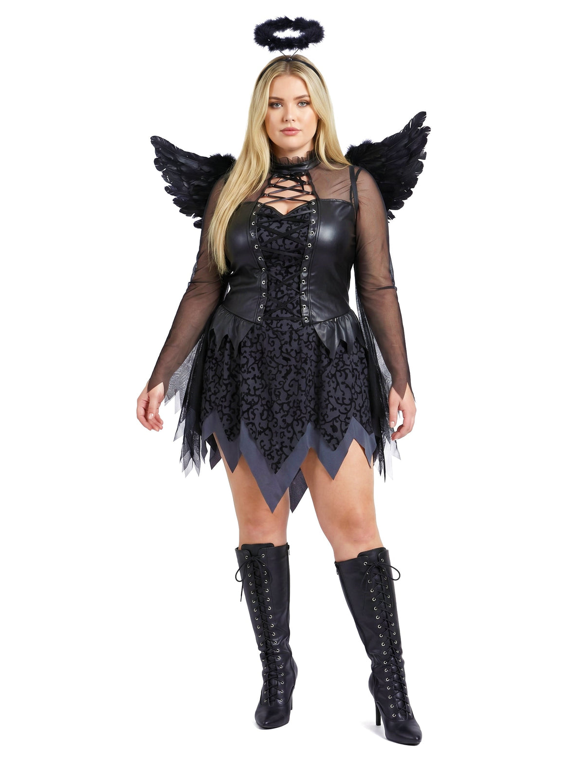Disfarce de anjo decaído mulher