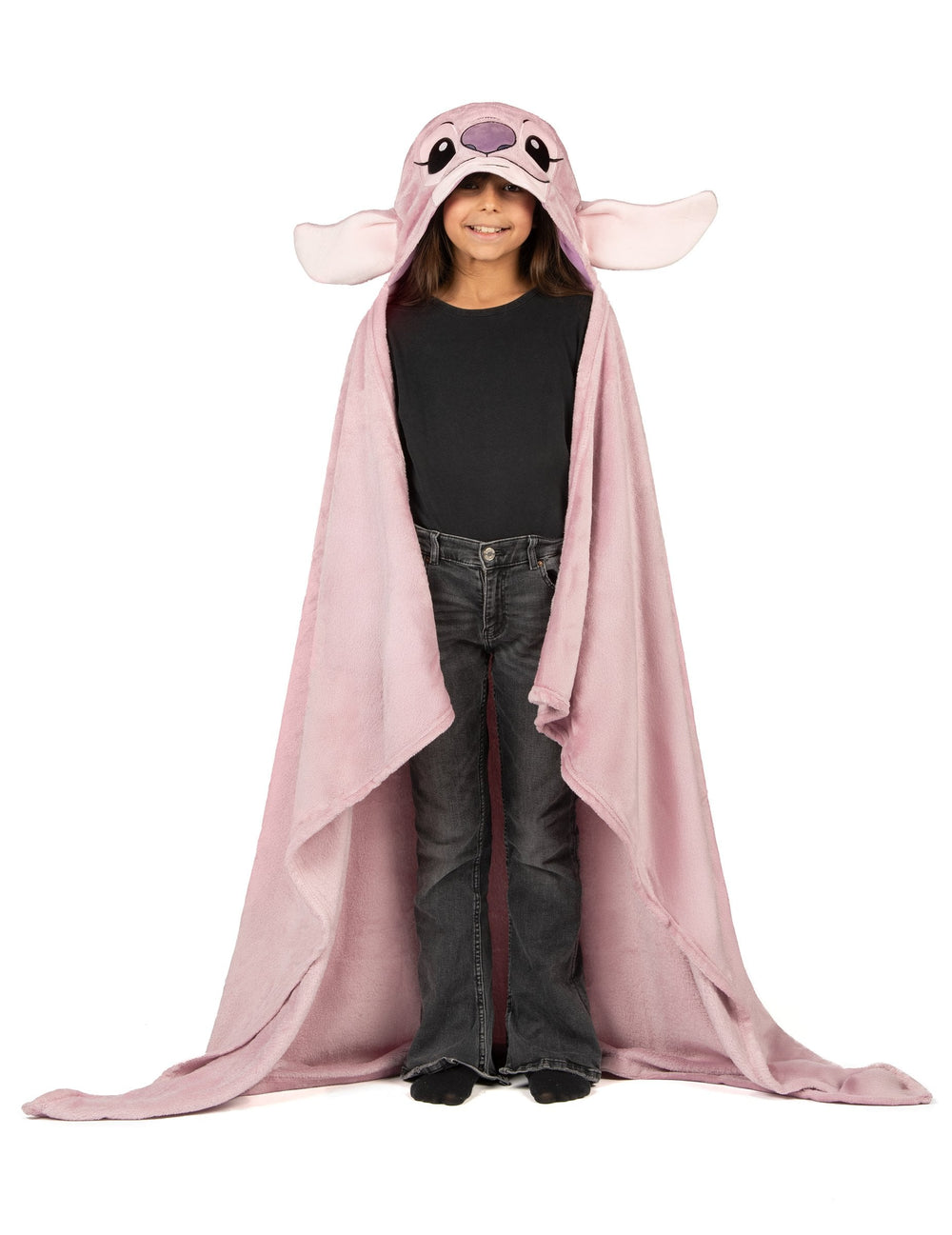 Déguisement plaid polaire à capuche Angel Lilo & Stitch pour enfant rose