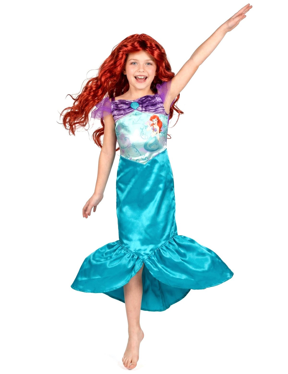 Vue de face du déguisement Ariel la Petite Sirène basique