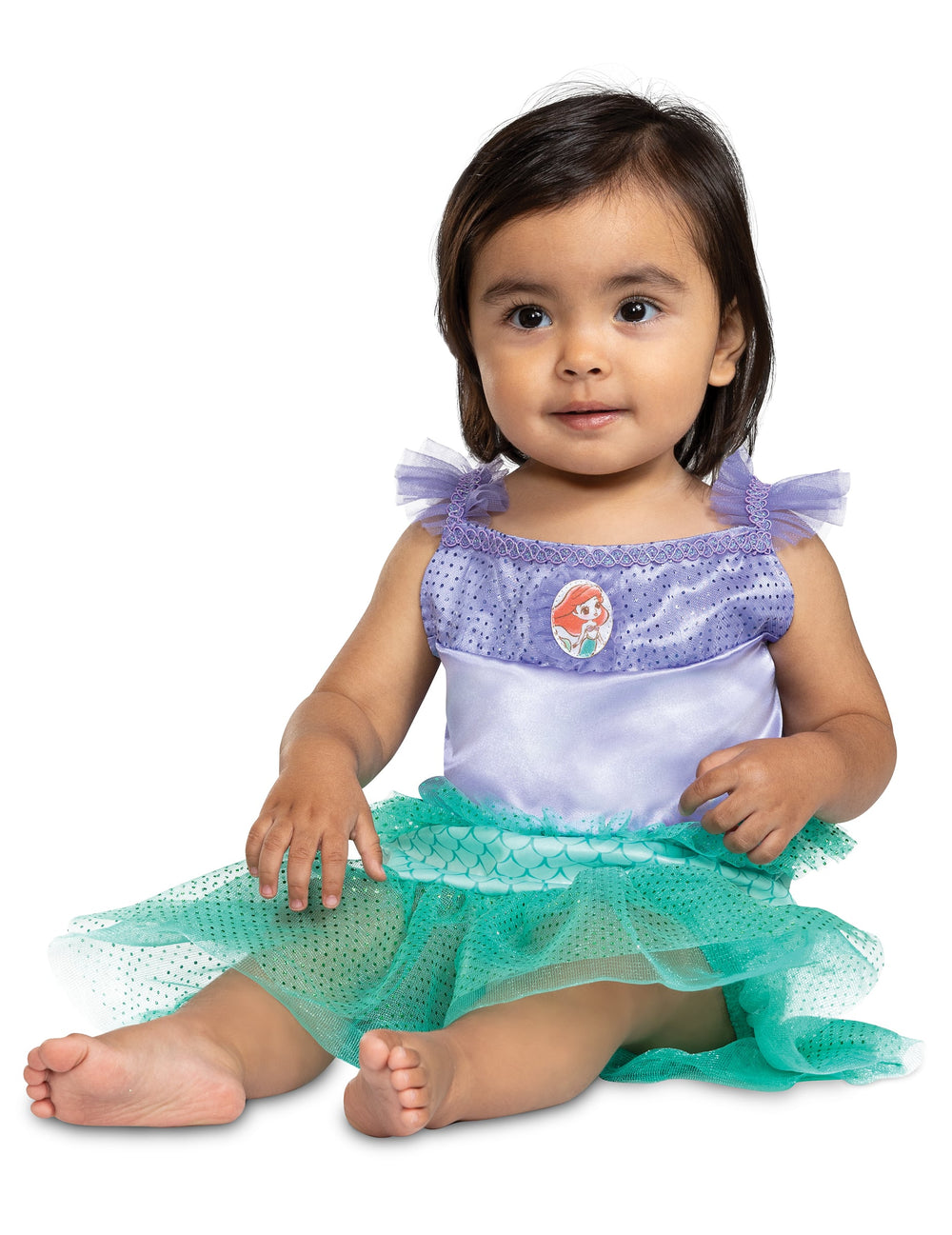 Gros plan sur le bustier et le jupon du déguisement Ariel La petite sirène™