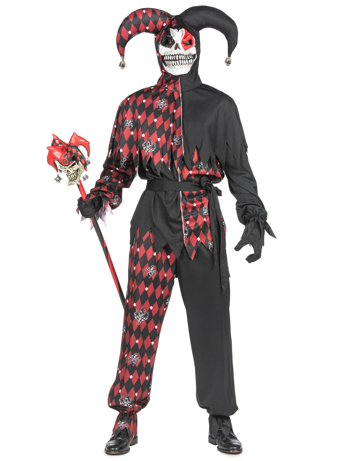 Vue de face du déguisement Arlequin du mal luxe pour homme