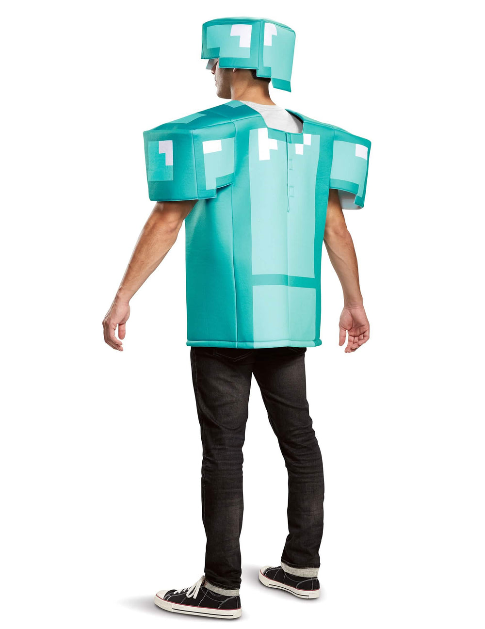 Vista de trás do fato de armadura Minecraft para adulto