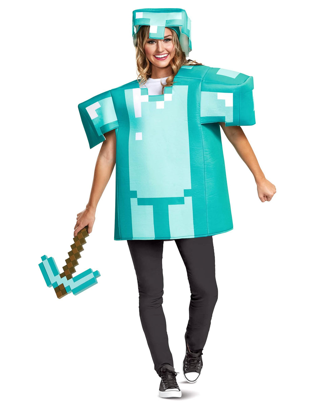 Picareta pixelizada do disfarce de armadura Minecraft para adulto