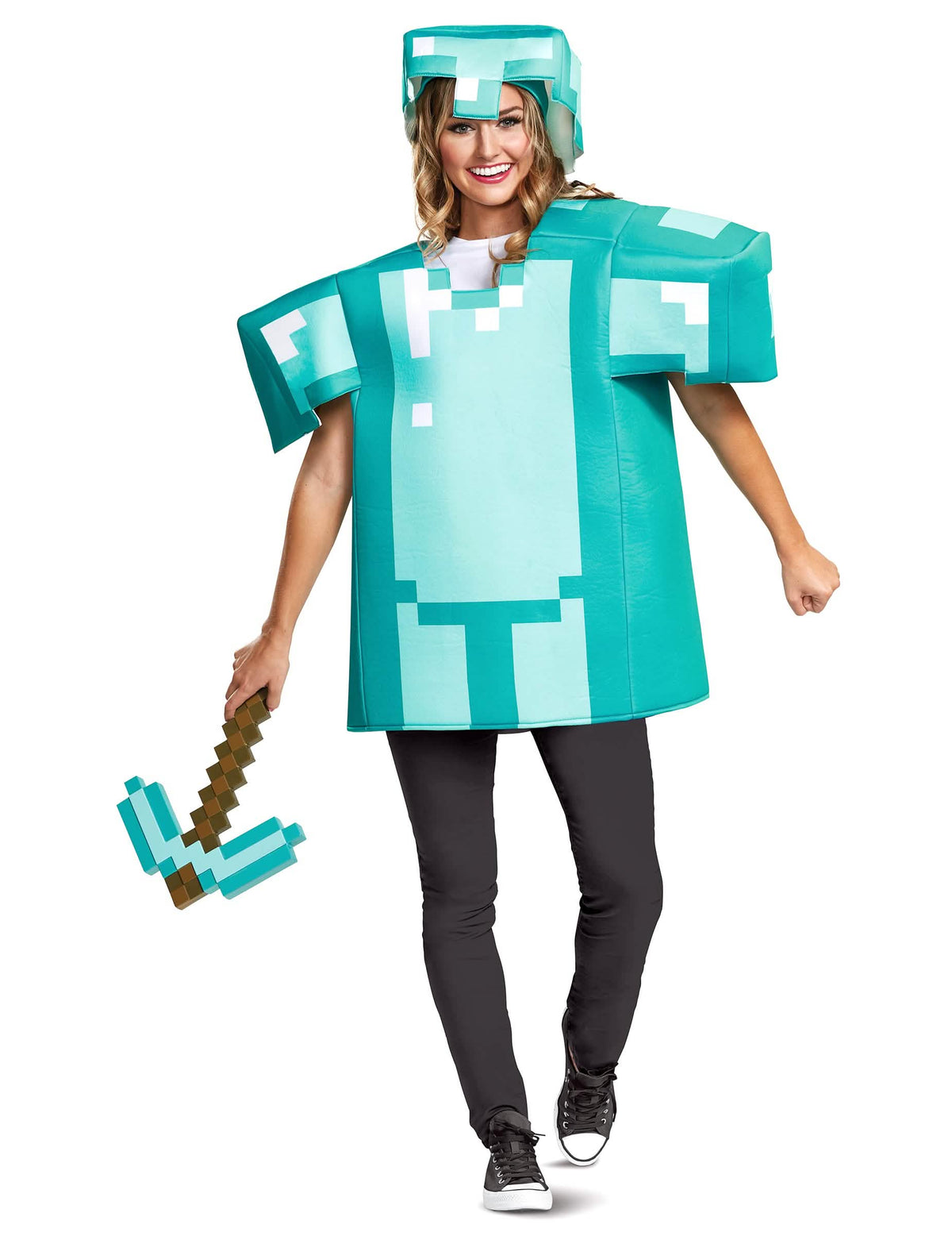 Picareta pixelizada do disfarce de armadura Minecraft para adulto