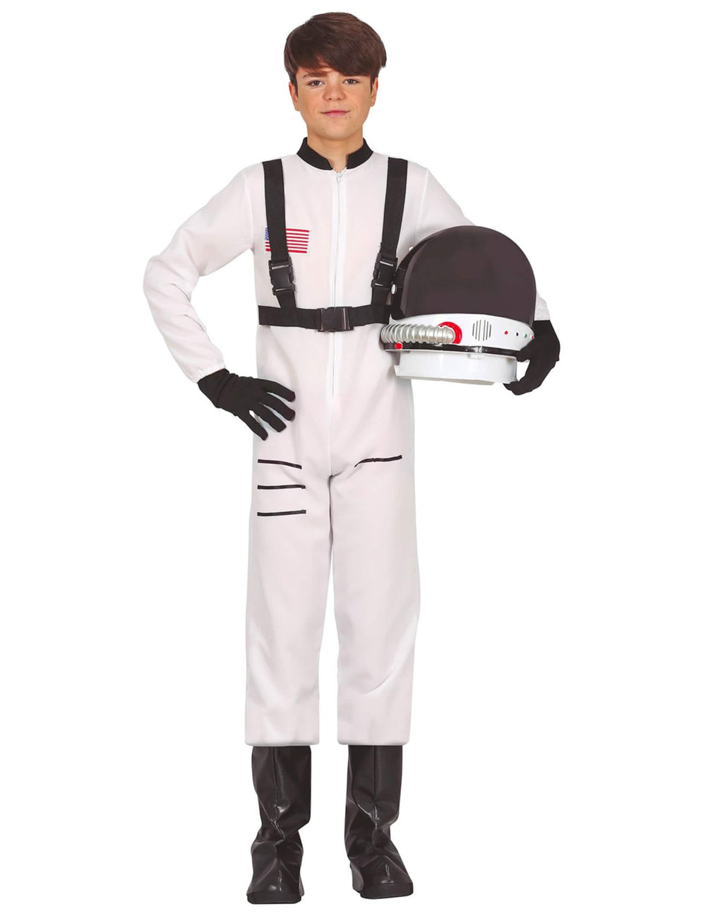 Déguisement d'astronaute pour adolescent blanc avec sangles noires et casque