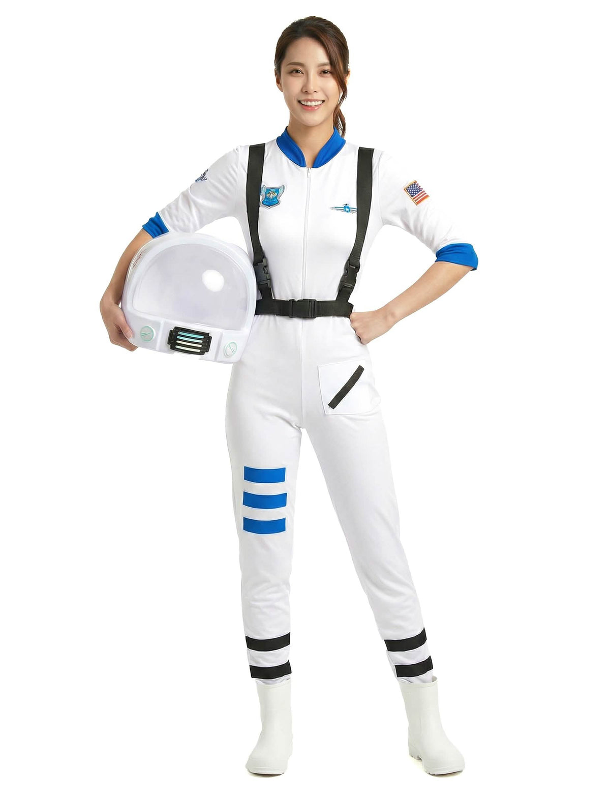 Déguisement astronaute pour femme blanc avec bretelles et casque
